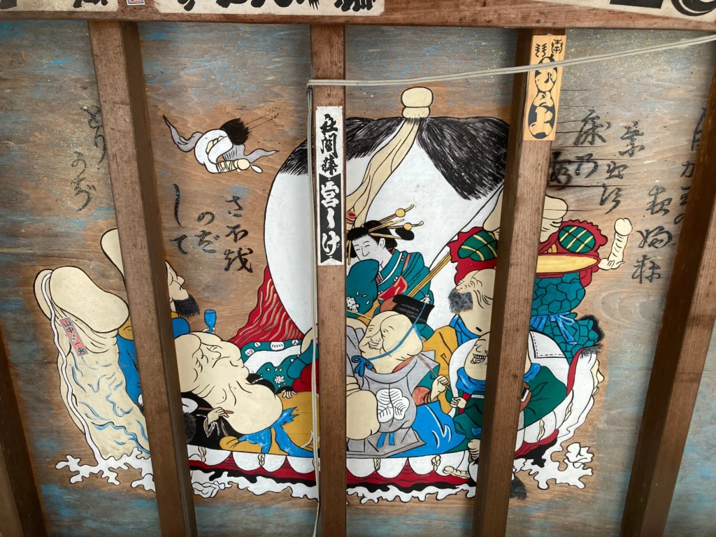 川崎・金山神社の屋根裏のイラスト